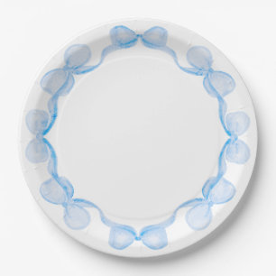 Grandmillennial Watercolor Bows Paper Plates