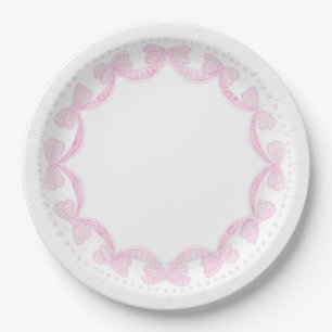 Grandmillennial Watercolor Bows Paper Plates