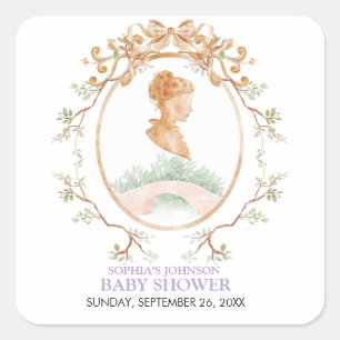Grandmillennial Wisteria Baby Shower Square Sticker
