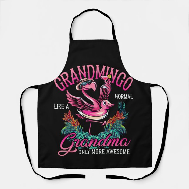 Grandmingo Grandmother Flamingo Lover Gramma Apron (Front)