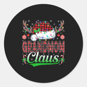 Grandmom Claus Christmas Lights Matching Family Xm Classic Round Sticker