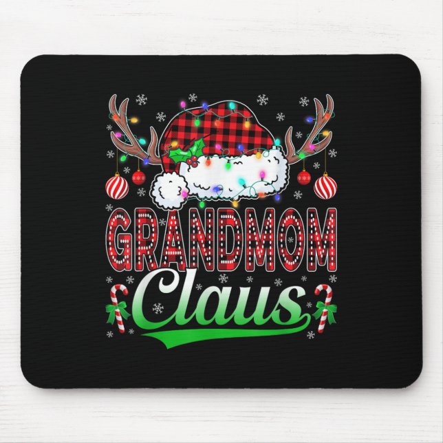Grandmom Claus Christmas Lights Matching Family Xm Mouse Mat (Front)