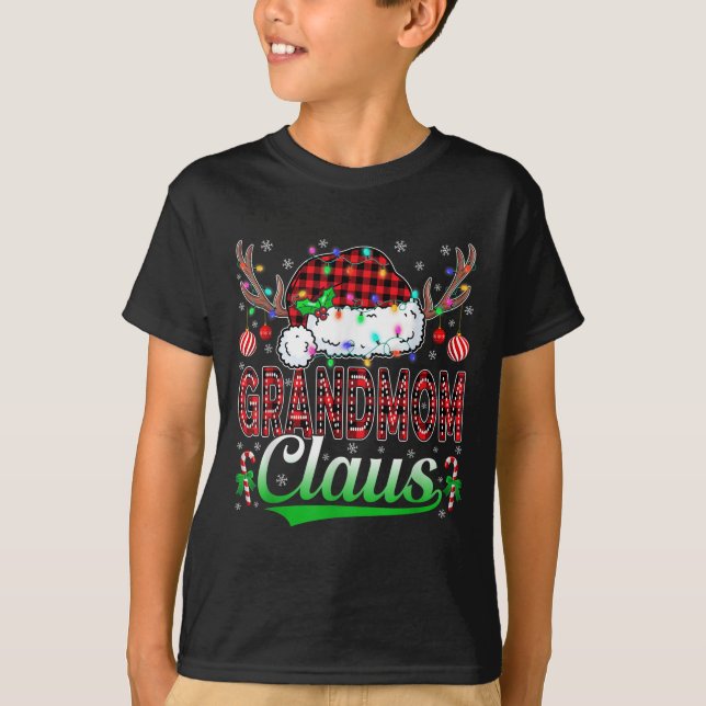 Grandmom Claus Christmas Lights Matching Family Xm T-Shirt (Front)