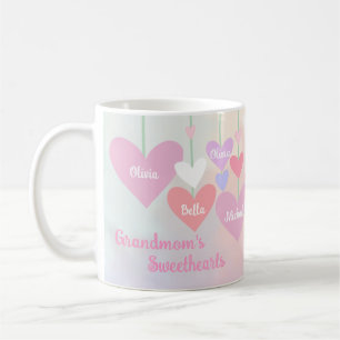 Grandmom Pink Heart Love Nana Sweethearts Monogram Coffee Mug