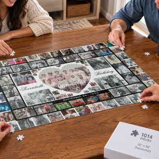 Grandmother 70th Birthday Family Photo Collage Jigsaw Puzzle