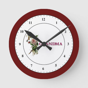 Grandmother Antique Rose Round Clock
