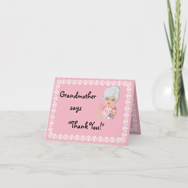 Grandmother Baby Shower Gift Thank You Card (Front)