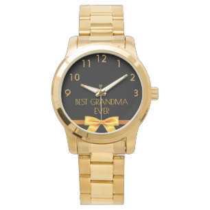 Grandmother best grandma ever black gold watch