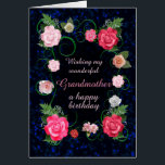 Grandmother Birthday Beautiful Roses<br><div class="desc">A dreamy rose covered birthday card for a grandmother. A beautiful card full of flowers to give to your grandmother. Pink roses on a scrolling framework over a dark background. So elegant and classic!  A gorgeous,  traditional birthday card that will give real joy.</div>