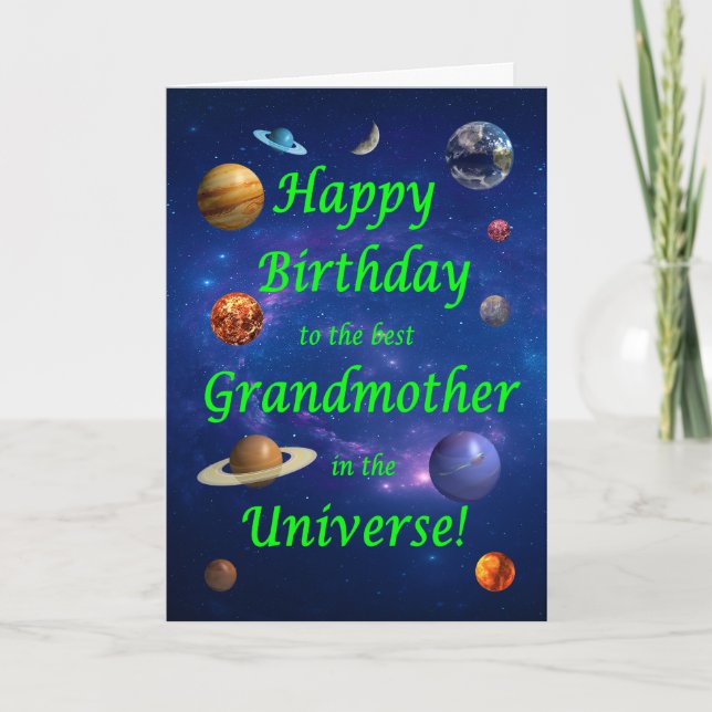Grandmother Birthday Best in the Universe  Card (Front)