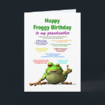 Grandmother, Birthday, Frog Jokes Card<br><div class="desc">A funny birthday card for your grandmother. Lots of really bad frog jokes. A cool frog puts his thumb up to show he likes the jokes. give a laugh as well as a cool birthday card.</div>