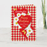 Grandmother Birthday On Valentine's Day Card<br><div class="desc">Bright white fresh daisies entwined with red hearts on this pretty Valentine daisy flowers bouquet card for Grandmother with a birthday on Valentine's day. Personalise with your own inside verse in template provided. You may also enjoy matching gifts and other products in my store. Original photography and design by Anura...</div>