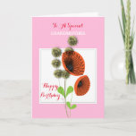 Grandmother Birthday Red Poppy Flowers Card<br><div class="desc">A very pretty floral card with an illustration of wild red poppies on a pink and white background, a lovely choice for a nature lover. Shown here as Grandmother and happy birthday but all text is editable so you can change it to suit any occasion and any person, such as...</div>