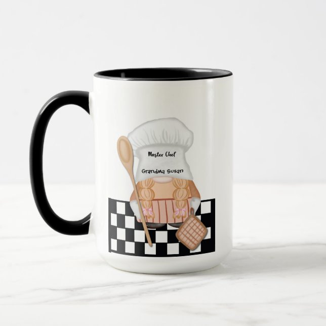Grandmother Birthday Whimsical Gnome Chef Cooking Mug (Left)
