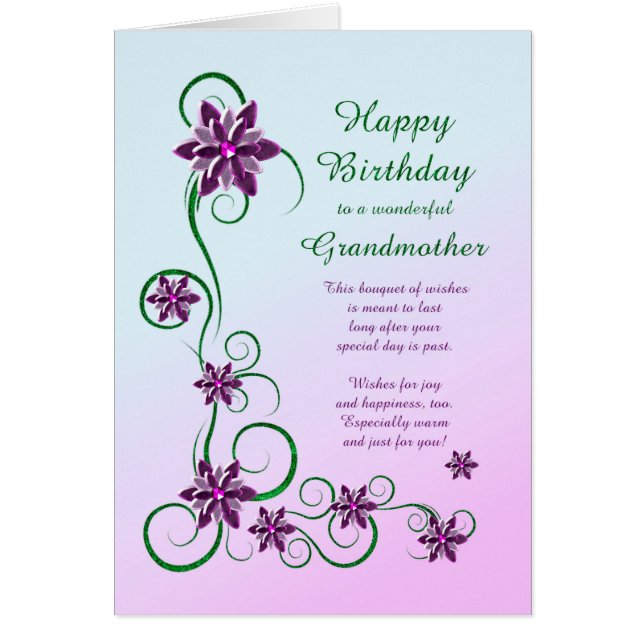 Grandmother Birthday with Scrolls and Flowers  (Front)