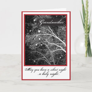 Grandmother, Black & White Religious Christmas Sil Holiday Card