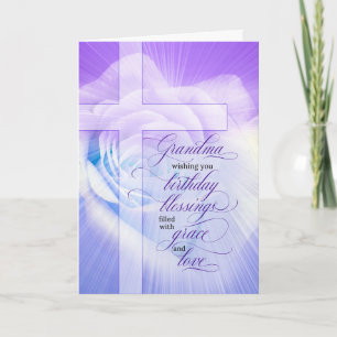 Grandmother Christian Birthday Purple Rose Card