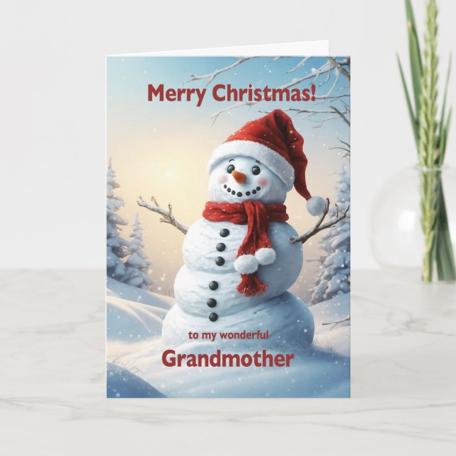 Grandmother Christmas Snowman  Holiday Card (Front)