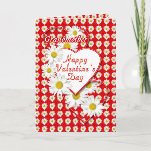 Grandmother Daisies and Hearts Valentine Card