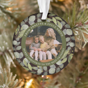 Grandmother Elegant Wreath photo Christmas Ornament