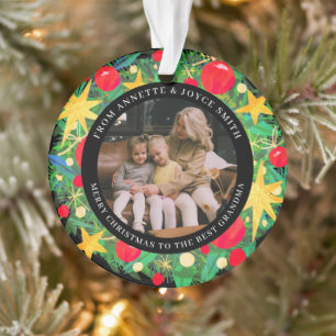 Grandmother Elegant Wreath photo Christmas Ornament
