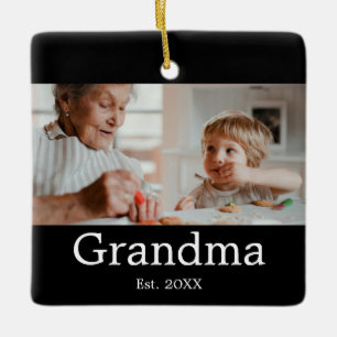 Grandmother Established Black Photo Gift Ceramic Ornament