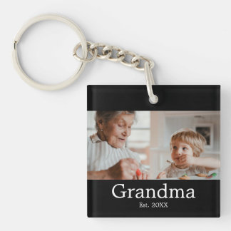 Grandmother Established Modern Photo Gift Key Ring