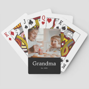 Grandmother Established Modern Photo Gift Playing Cards