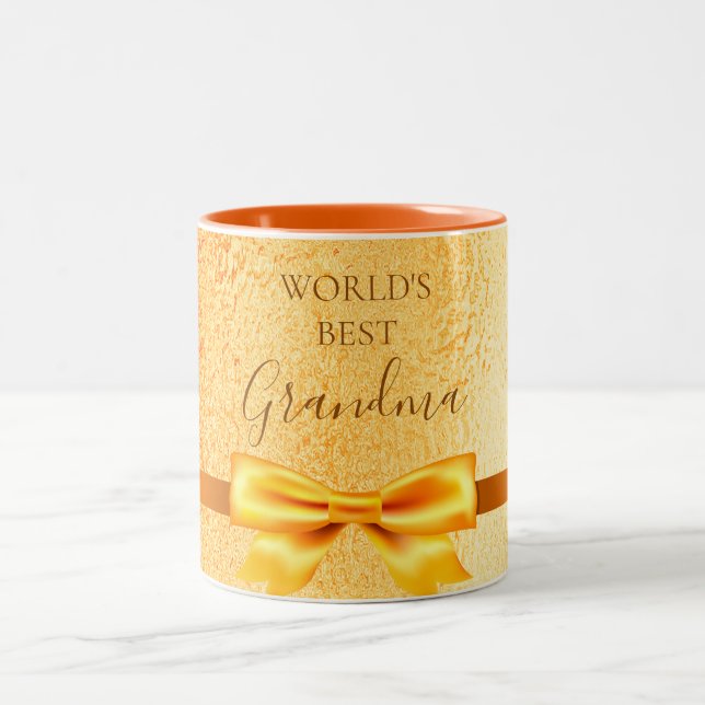 Grandmother gold bow elegant Two-Tone coffee mug (Center)