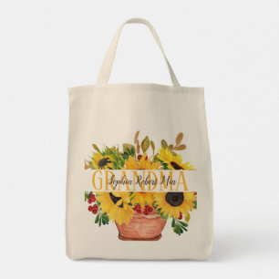 Grandmother Grandchildren Names Sunflowers Tote Bag