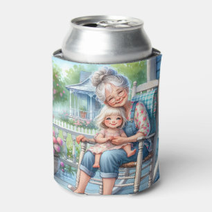 Grandmother Granddaughter Porch Embrace Can Cooler