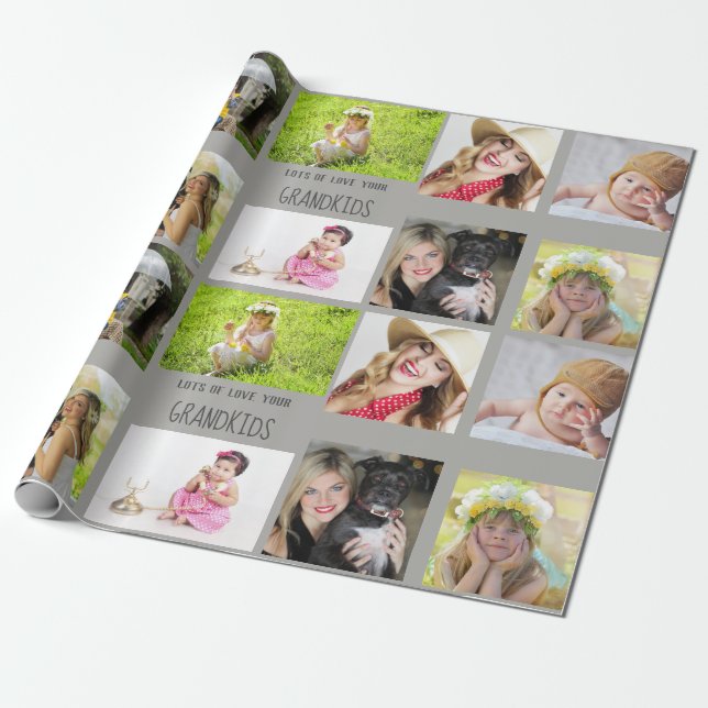Grandmother Grandfather PHOTO Collage Gift Wrapping Paper (Unrolled)
