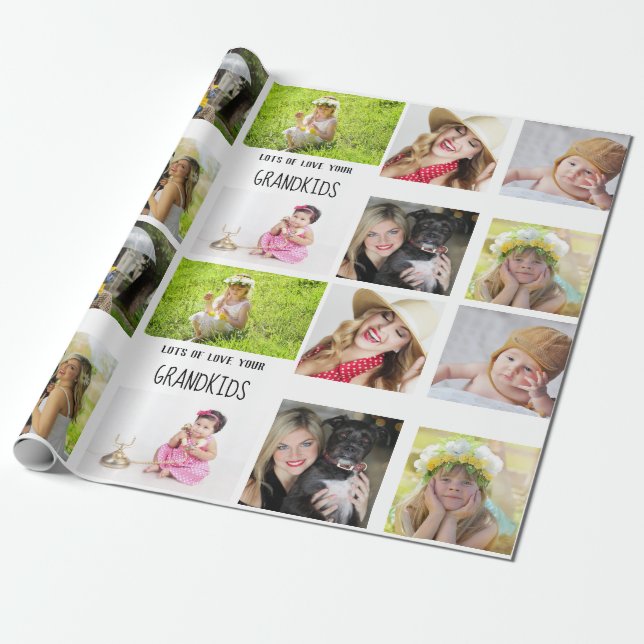 Grandmother Grandfather PHOTO Collage Gift Wrapping Paper (Unrolled)