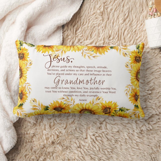 Grandmother Grandma Christian Prayer Customisable Lumbar Cushion (Blanket)
