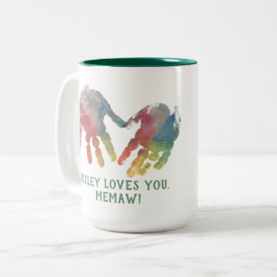 Grandmother Handprints with Photo Two-Tone Coffee Mug