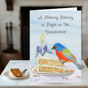 Grandmother Happy February Birthday Painted Bunt Card