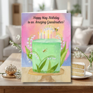 Grandmother Happy May Birthday Lily of Valley Card