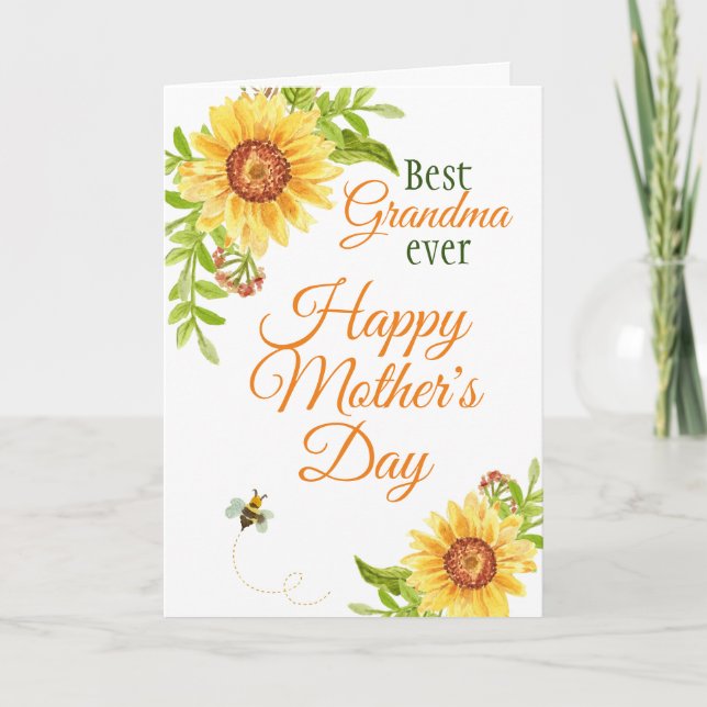 Grandmother Mother's Day Floral Sunflower Card (Front)