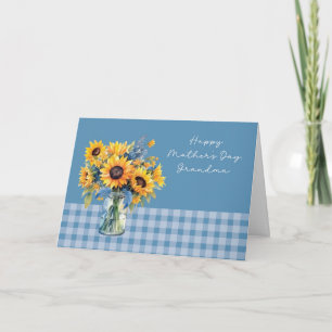 Grandmother Mother's Day Sunflowers in Mason Jar Card