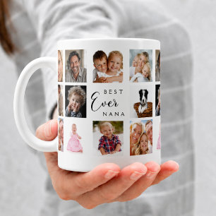 Grandmother nana photo collage white black coffee mug