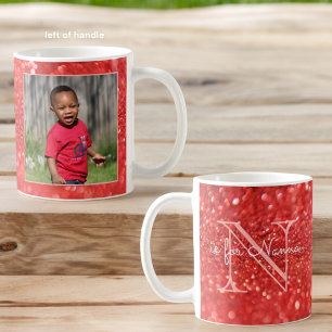 Grandmother Nanna Monogram Initial Coral Photo Coffee Mug