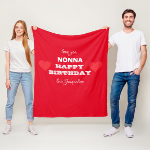Grandmother NONNA Happy Birthday Custom Cute Fleece Blanket