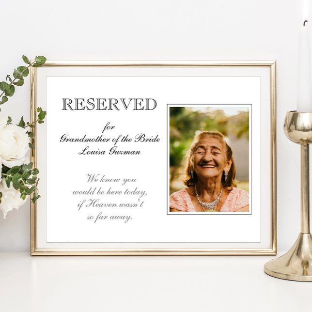 Grandmother of Bride Reserved Seat Memorial Photo Poster (Creator Uploaded)