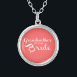 Grandmother of Bride White on Peach Silver Plated Necklace<br><div class="desc">Cute way for the grandmother of the bride to let the world know the news. Perfect for bachelorette parties and other wedding events.</div>