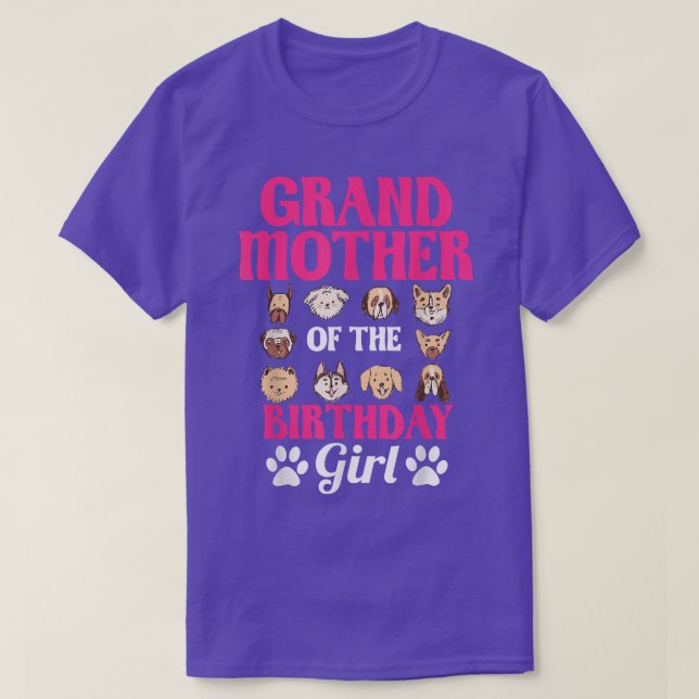Grandmother Of The Birthday Girl Dog Paw Bday Part T-Shirt (Design Front)