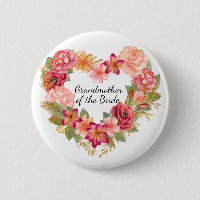 Grandmother of the Bride Floral Wreath Button