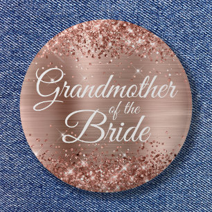 Grandmother of the Bride Glittery Rose Gold Foil 6 Cm Round Badge