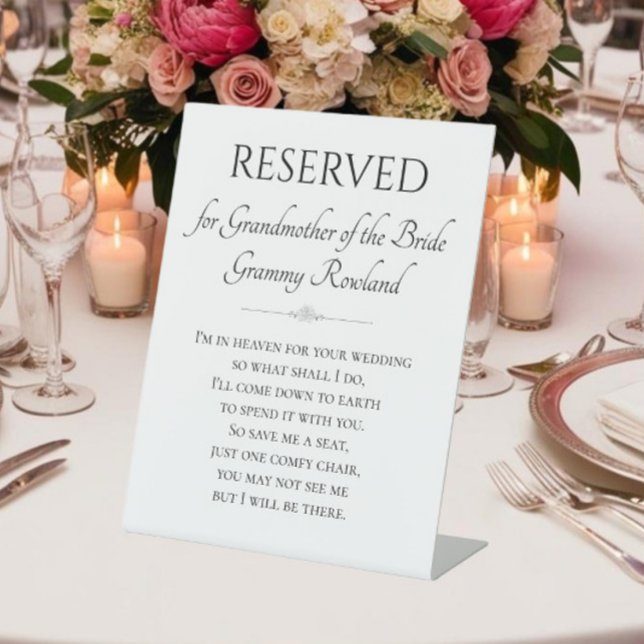 Grandmother of the Bride Memorial Save A Seat Pedestal Sign (Creator Uploaded)