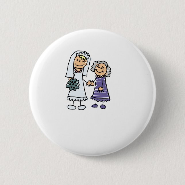 Grandmother Of The Bride On Wedding Day 6 Cm Round Badge (Front)