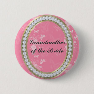  Grandmother of the Bride Pearls Butterflies  6 Cm Round Badge